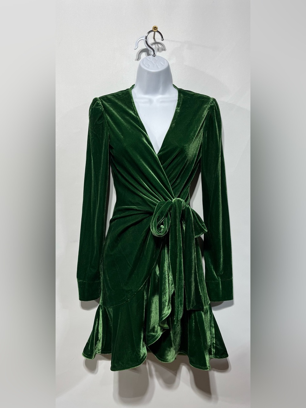 Bardot‎ Keala Long Sleeve Velvet Mini Dress In Green Size 2 New With Tags